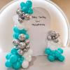 Teal Blue and Silver Balloons, 60 Packs 12Inch Teal and Metallic Silver Balloons, Teal Blue White Silver Confetti Balloon with Ribbons for Wedding Baby Bridal Baby Shower Birthday Party Decoration view 3