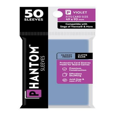 10 Packs Phantom Sleeves: Violet Size (49mm x 93mm) - Gloss Matte (50) (Compatible with: Siege of Vienna and More) Display Case