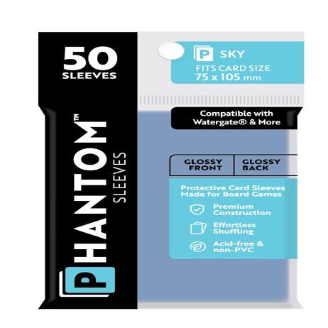 10 Packs Phantom Sleeves: Sky Size (75mm x 105mm) - Gloss Gloss (50) (Compatible with: Watergate and More) Display Case