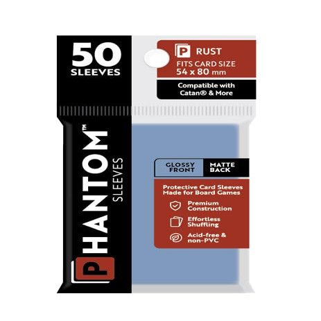 10 Packs Phantom Sleeves: Rust Size (54mm x 80mm) - Gloss Matte (50) (Compatible with: Catan and More) Display Case