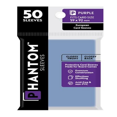 10 Packs Phantom Sleeves: Purple Size (59mm x 92mm) - Gloss Gloss (50) (Compatible with: Standard European) Display Case
