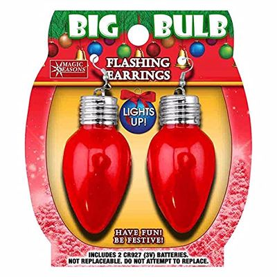 shawshank ledz Magic Seasons Christmas Big Bulb Flashing Earrings Plastic 1 pk
