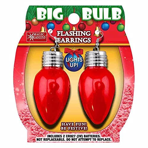 shawshank ledz Magic Seasons Christmas Big Bulb Flashing Earrings Plastic 1 pk