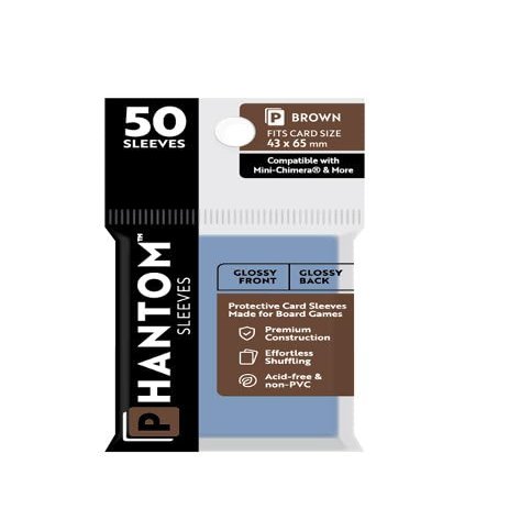 10 Packs Phantom Sleeves: Brown Size (43mm x 65mm) - Gloss Gloss (50) (Compatible with: Mini-Chimera and More) Display Case