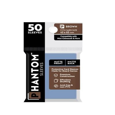 10 Packs Phantom Sleeves: Brown Size (43mm x 65mm) - Matte Matte (50) (Compatible with: Mini-Chimera and More) Display Case