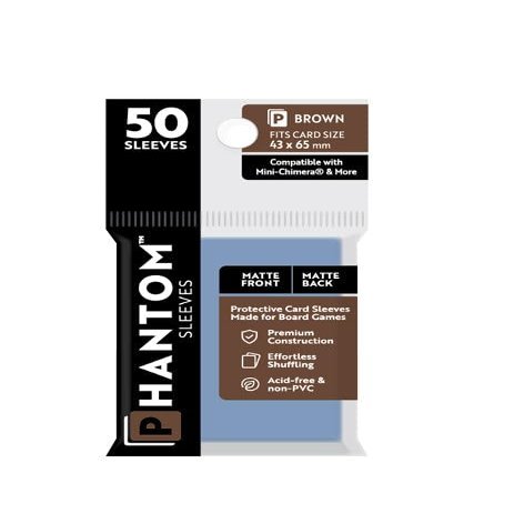 10 Packs Phantom Sleeves: Brown Size (43mm x 65mm) - Matte Matte (50) (Compatible with: Mini-Chimera and More) Display Case