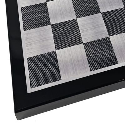 18 Inch High Gloss Black and Silver Gray Chess Board 1 31/32 inch Squares