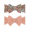 Baby Bling Bows - Newborn to Little Baby Girl Bows, 2PK PRINT SOLID KNOTS Nylon Super Soft Stretchy Toddler Headbands, Perfect Hair Accessories Head Bands for Infant Kids (Spice Floral & Rose Gold) view 3