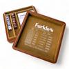 Luck Lab Farkle Dice Tray and Storage Case - Includes Embedded Scoring Combinations, 2 Sets of 6 Pearl Dice, 40 Sheet Score Pad and Pen Holder for The Classic Family Game (Brown) view 1