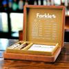 Luck Lab Farkle Dice Tray and Storage Case - Includes Embedded Scoring Combinations, 2 Sets of 6 Pearl Dice, 40 Sheet Score Pad and Pen Holder for The Classic Family Game (Brown) view 3