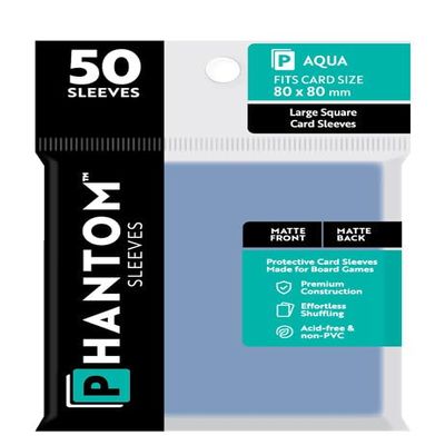 10 Packs Phantom Sleeves: Aqua Size (80mm x 80mm) - Matte Matte (50) (Compatible with: Large Square) Display Case