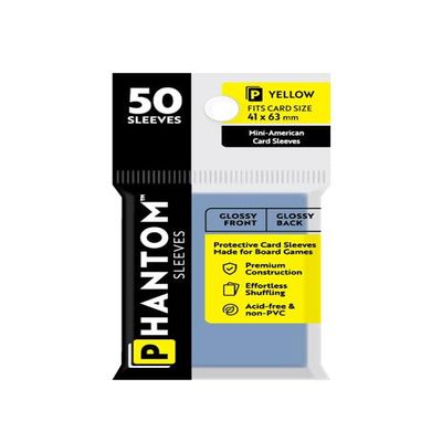 10 Packs Phantom Sleeves: Yellow Size (41mm x 63mm) - Gloss Gloss (50) (Compatible with: Mini American) Display Case
