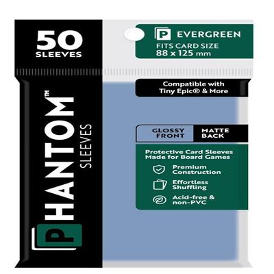 10 Packs Phantom Sleeves: Evergreen Size (88mm x 125mm) - Gloss Matte (50) (Compatible with: Tiny Epic and More) Display Case