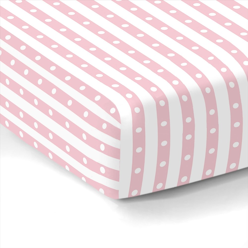 100% Organic Cotton Fitted Sheets for Standard Crib and Toddler Mattresses/Pads 28 x 52 and up to 6 Thick. Compatible with Dream On Me, Safety 1st, Newton, and Others. Pink Stripes