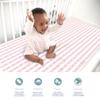 100% Organic Cotton Fitted Sheets for Standard Crib and Toddler Mattresses/Pads 28 x 52 and up to 6 Thick. Compatible with Dream On Me, Safety 1st, Newton, and Others. Pink Stripes view 2
