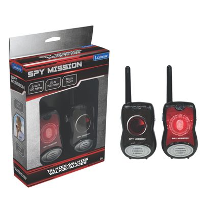 Lexibook, Spy Mission, Walkie Talkies, 200m Children's Communication Set, 2 Communication Channels, Belt Clip, Black/Red, TW12SPY