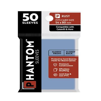 10 Packs Phantom Sleeves: Rust Size (54mm x 80mm) - Gloss Gloss (50) (Compatible with: Catan and More) Display Case