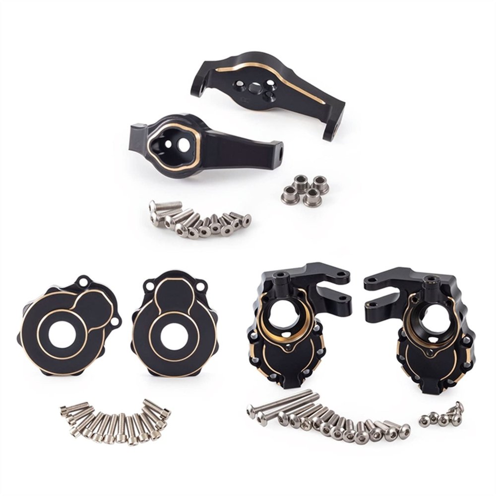 6Pcs Brass Portal Drive Axle Housing Steering Knuckle Caster Block Set for RC Crawler for for Traxxas TRX4 TRX6 Upgrade Parts Modification Accessories