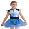 YOOJIA Kids Girls Halloween Alien Cosplay Costumes Shiny Sequins Dance Tutu Dress Leotard Cheerleading Uniform Blue 16 Years view 1