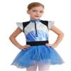 YOOJIA Kids Girls Halloween Alien Cosplay Costumes Shiny Sequins Dance Tutu Dress Leotard Cheerleading Uniform Blue 16 Years view 2