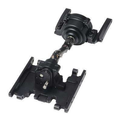 AMK Preceding Motor Planetary Gear 1/10 Scale Transmission, Aluminum Alloy Gearbox Transfer Case Skid Plate Drive Shaft Set for RC Crawler Axial SCX10 II LCG Chassis (Black)