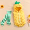 0-24M Baby Halloween Flamingo Costume Fuzzy Romper with Leg Warmers Long Sleeve Cosplay Outfits for Boys Girls (Pineapple, 6-12 Months) view 2