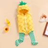 0-24M Baby Halloween Flamingo Costume Fuzzy Romper with Leg Warmers Long Sleeve Cosplay Outfits for Boys Girls (Pineapple, 6-12 Months) view 3