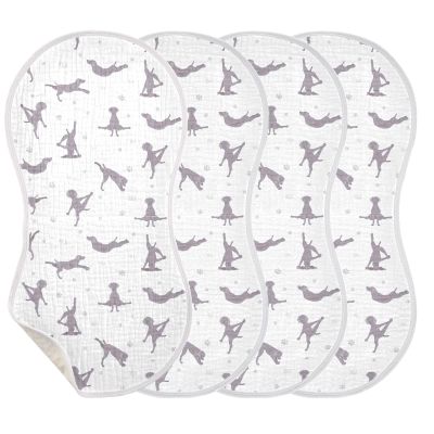 YYZZH Yoga Weimaraner Dog Pattern Muslin Burp Cloths for Baby 4 Pack Soft 100% Cotton Baby Washcloths Bibs for Boy Girl
