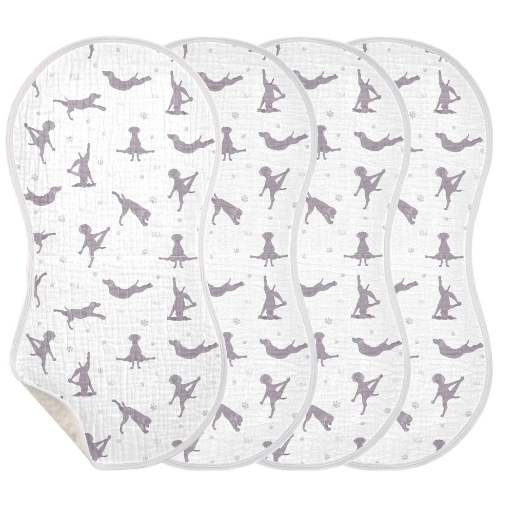 YYZZH Yoga Weimaraner Dog Pattern Muslin Burp Cloths for Baby 4 Pack Soft 100% Cotton Baby Washcloths Bibs for Boy Girl