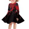 AmzPrint 4 in 1 Halloween Party Family Matching Set Spider Dress Girls Long Sleeve Midi Red Black Rockabilly Dress view 4
