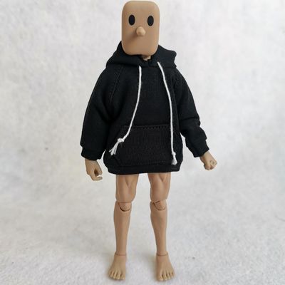 1/12 Scale Strong Man Action Figure Clothes Male Clothes Men's Hoodie Clothing for 1:12 6inch Male Action Figure Body Doll (Black)