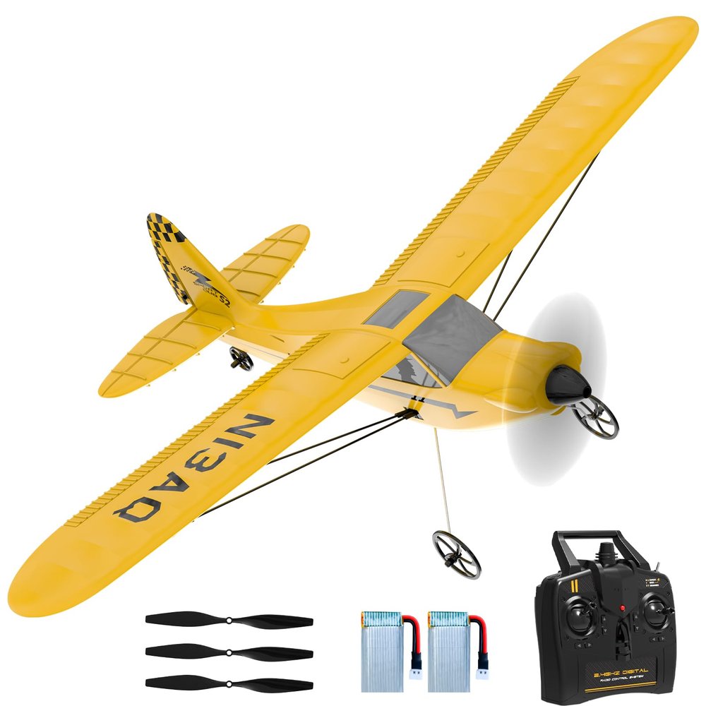 28 RC Plane 3 Channel Remote Control Airplane Trainer Sport Cub S2 with Propeller Saver&Xpilot Stabilization System,One-Key U-Turn Easy to Fly for Beginners, Kids, Adults, Yellow (761-14 RTF)
