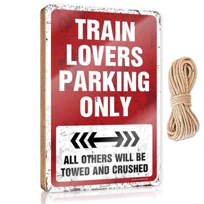 Funny Office Door Signs Train Lovers Parking Only Wooden Sign Small Hanging Sign Door Signs Decorations (Size : 15X28CM)