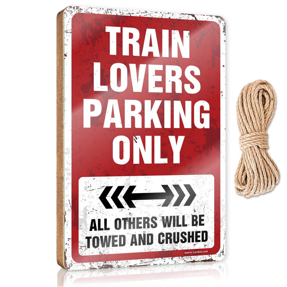 Funny Office Door Signs Train Lovers Parking Only Wooden Sign Small Hanging Sign Door Signs Decorations (Size : 15X28CM)