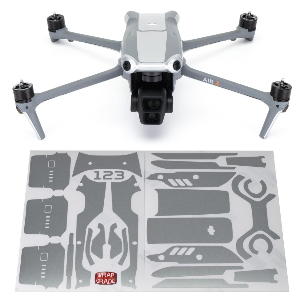 WRAPGRADE Skin Stickers Compatible with DJI Air 3 | Accent Color (AIRFORCE SILVER)