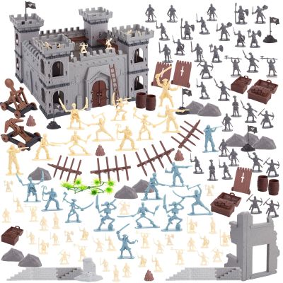 AMOR PRESENT 310PCS Ancient Military Soldier Set, Toy Medieval Knights Army Men Pirate Castle Model Assembly for Boys Birthday Party Gift