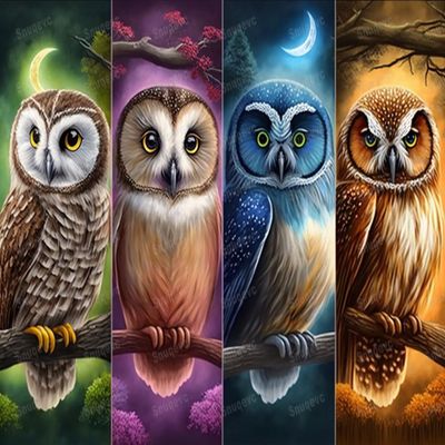 1000 Piece Adult Jigsaw Puzzle - Four Seasons Owl Wooden Rounded Corner Multi-Color Jigsaw Puzzle, Zero Dust Easy Storage, DIY Unique Decorative Gifts for Beginners