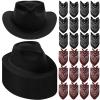 Hillban 48 Pack Cowboy Hat and Bandana Set, Cowgirl Hats for Boys Girls Felt Cowboy Party Hat Western Bandanas for Party(Black, Brown) view 1