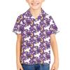 Pinupub Boys Hawaiian Shirts Ghosts Moons Print Halloween Costume Short Sleeve Summer Cool Casual Button Down Shirt for Youth Kids Aloha Luau view 2