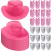 Hillban 48 Pack Cowboy Hat and Bandana Set, Cowgirl Hats for Boys Girls Felt Cowboy Party Hat Western Bandanas for Party(Pink, White) view 1