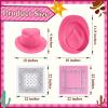 Hillban 48 Pack Cowboy Hat and Bandana Set, Cowgirl Hats for Boys Girls Felt Cowboy Party Hat Western Bandanas for Party(Pink, White) view 2