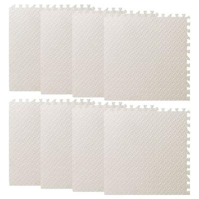 homeemoh 8 Tiles Interlocking Floor Mats 11.8"x11.8" EVA Foam Floor Tiles 0.47 Inch Thick Puzzle Baby Play Mat for Kids Floor & Nursery Room (White)