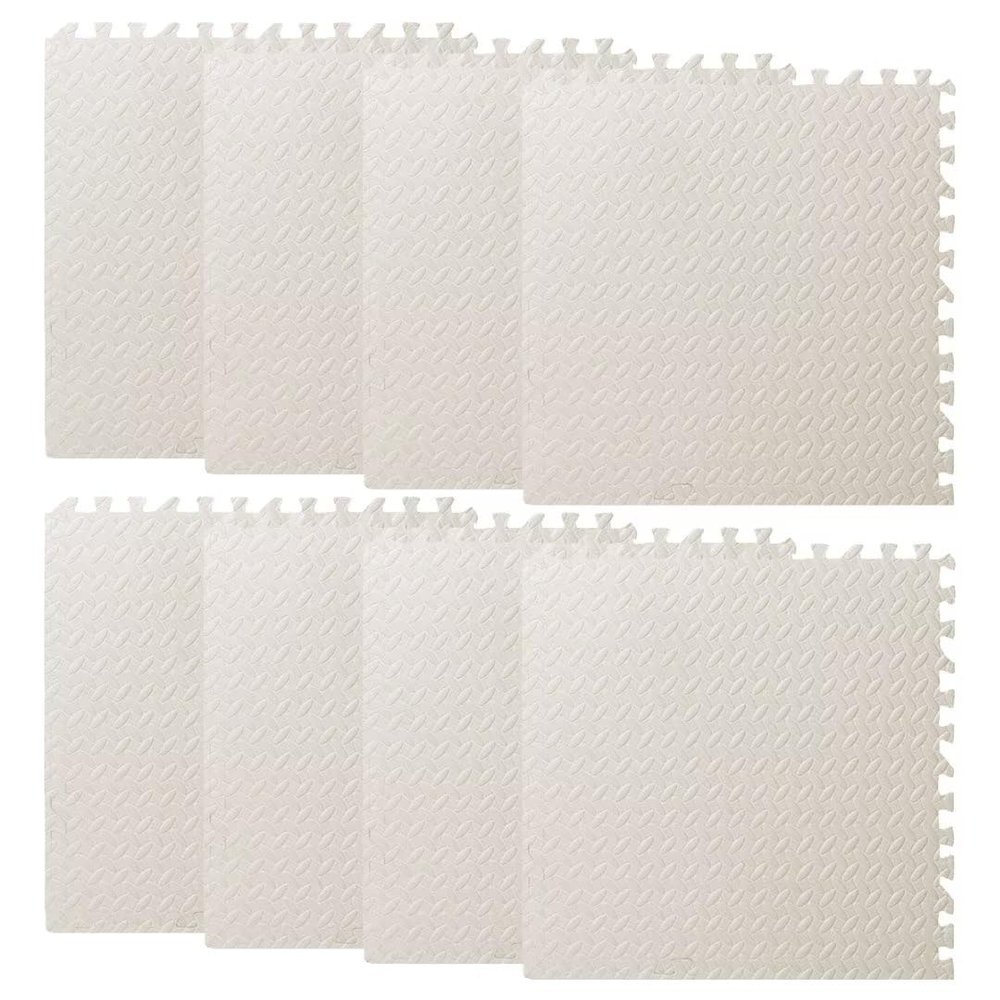 homeemoh 8 Tiles Interlocking Floor Mats 11.8"x11.8" EVA Foam Floor Tiles 0.47 Inch Thick Puzzle Baby Play Mat for Kids Floor & Nursery Room (White)