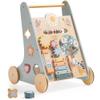 ROBUD Wooden Baby Walker, Baby Push Walker with Activity Center and Storage, Montessori Walker Toy for Boys and Girls Learning to Stand and Walk, Blue view 1