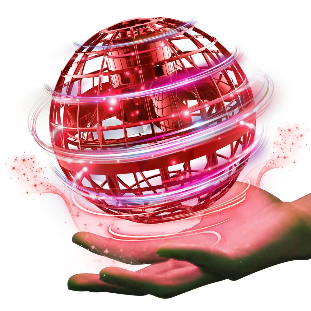 Ciniffo Flying Orb Ball 2025, Hand Controlled Boomerang Spinner Mini Drone Cosmic Globe Toy, Cool Toys Gift for 6 7 8 9 10+ Year Old Boys Girls Teens Outdoor Toys(Red)