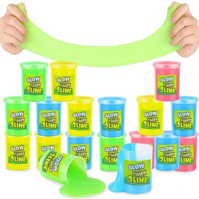 Playbees Glow in The Dark Slime  12 Pack Neon Party Favors for Kids, Sensory Toy for Boys & Girls Ages 5+, Non-Toxic, Stretchy, Gooey Fun  Birthday, Halloween, Classroom & Treat Bags