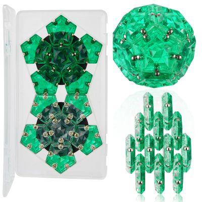LAFFTRAK Magnetic Fidget Sphere Magnet Toys - Crystal Green - Magnets Sensory Toys - 12 Piece Set - Creativity Beyond Imagination, Inspirational, Recreational, Fun Desk Toy for Adults