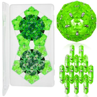 LAFFTRAK Magnetic Fidget Sphere Magnet Toys - Crystal Bright Green - Magnets Sensory Toys - 12 Piece Set - Creativity Beyond Imagination, Inspirational, Recreational, Fun Desk Toy for Adults