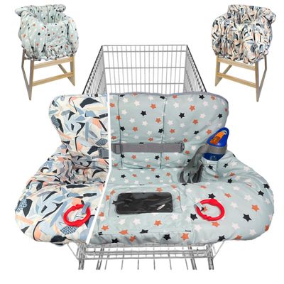 Shopping Cart Cover for Baby Grocery Cart Cover for Baby boy and Baby Girl, High Chair Cover for Baby and Toddler, Baby Registry Gift - Waterproof - Extra Large - Cotton - Double Sided (Multicolor)