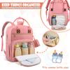 Tenot Baby Diaper Bag Backpack, Travel Diaper Bags for Baby Girl Boy Large Capacity Baby Bag Backpack for Women Light Pink view 4